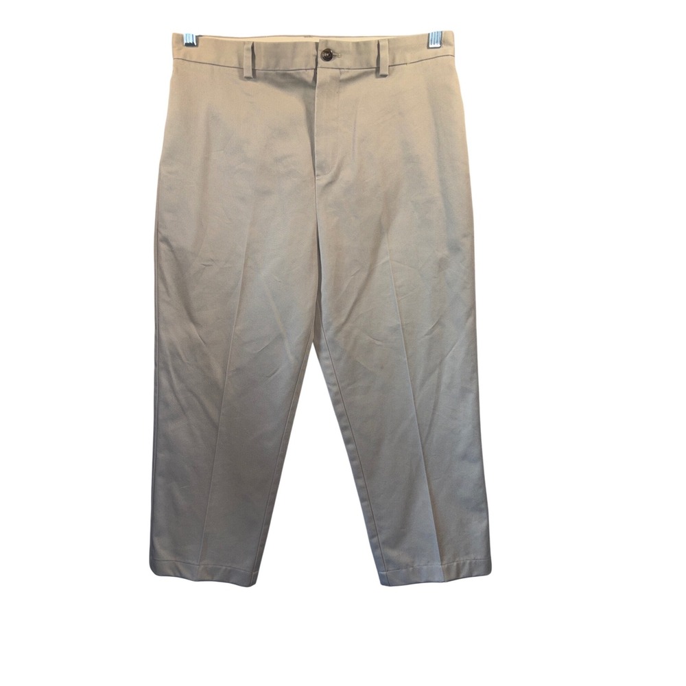Brooks Brothers Fleece Boys Tan Khaki Flat Front Chino Pants Size 20 100% Cotton